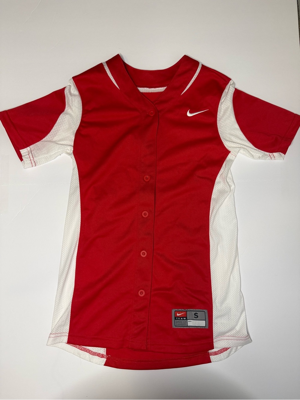 Nike Red and White Girls' Baseball Jersey